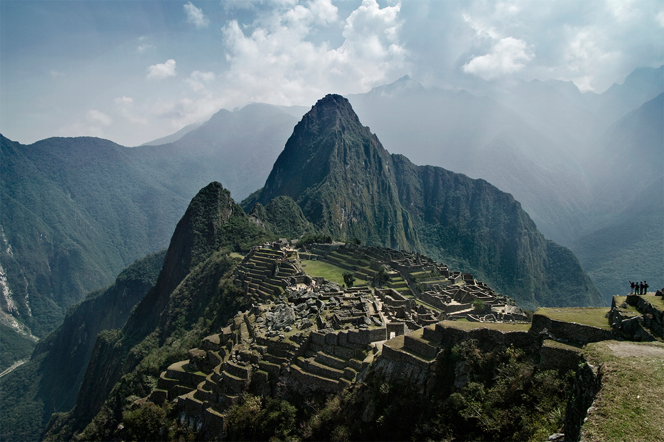 Ancient Inca ruins of Machu Picchu set high in the Andes Mountains, Peru